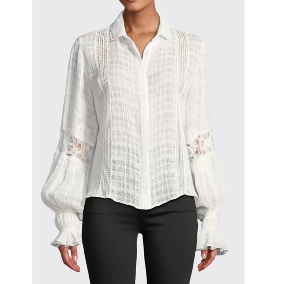 Alexis Linen Embroidered Blouse XS - Picture 6 of 6
